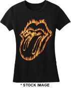 1 x THE ROLLING STONES Official Merchandise Flaming Tongue Short Sleeve Ladies T-Shirt by Bravado