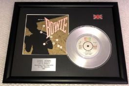 1 x Framed DAVID BOWIE Silver 7 Inch Vinyl Record - LETS DANCE