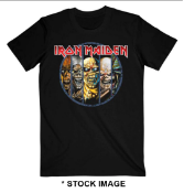 1 x IRON MAIDEN Eddie Evolution Band Logo Short Sleeve Men's T-Shirt by Fruit of the Loom - Size: