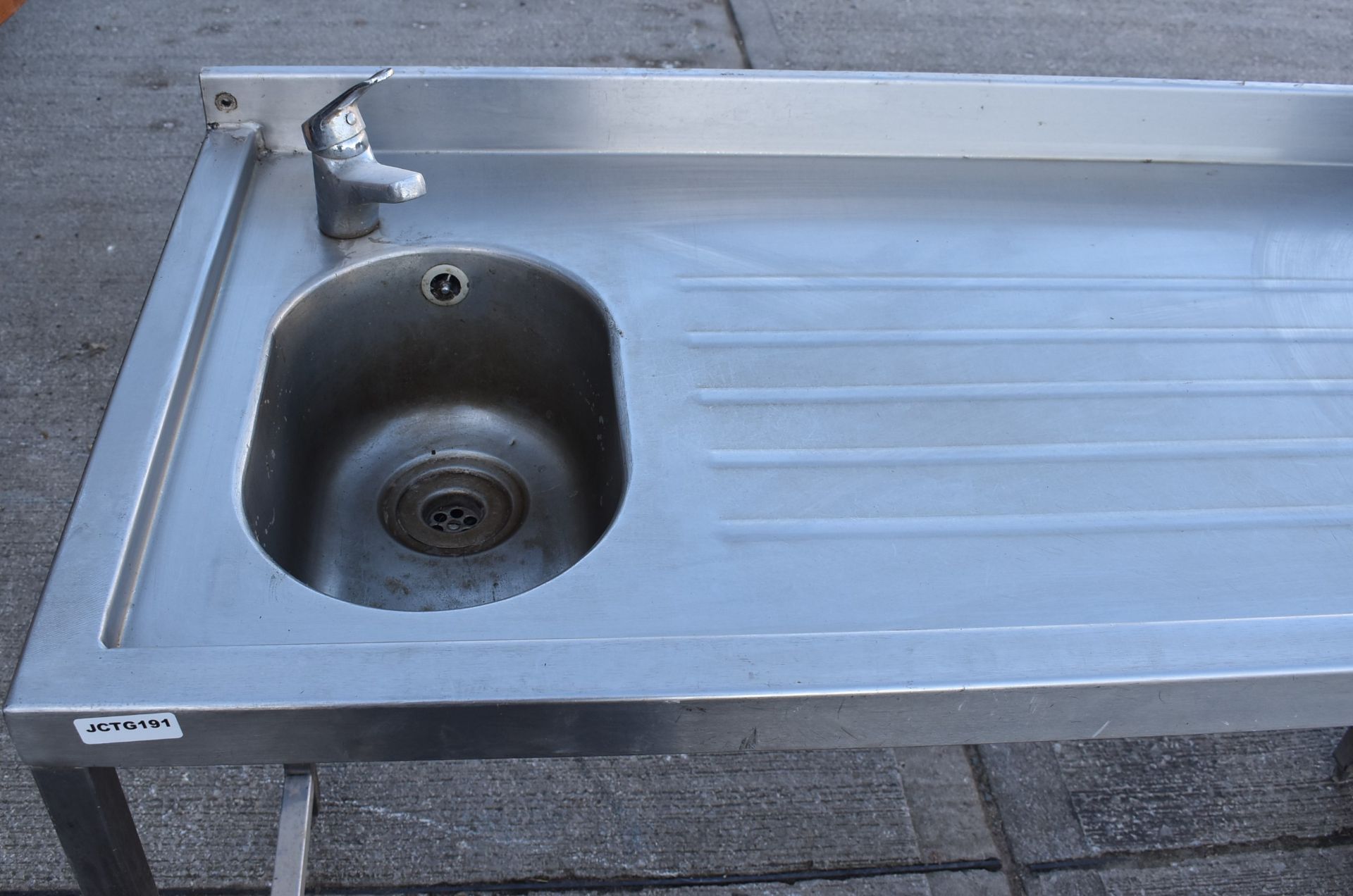 1 x Stainless Steel Wash Unit With an Anti Drip Drainer Surface, Small Wash Bowl and Mixer Tap - Image 2 of 2