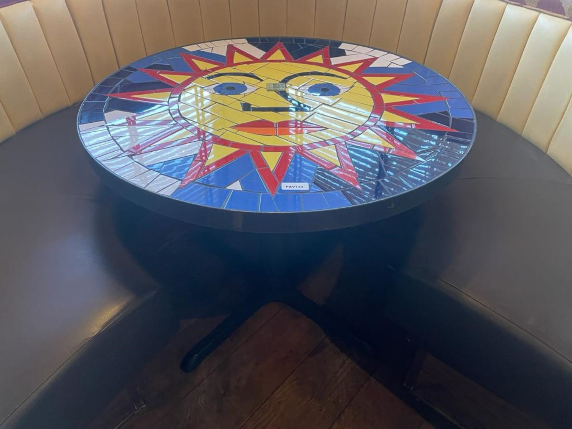 1 x Bespoke Psychedelic Sun Mosaic Dining Table With Cast Iron Base - Ref: PAV122 - Height 74 x - Image 4 of 4