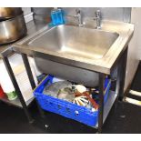 1 x Stainless Steel Sink Wash Unit With Taps and Undershelf - Size: H88 x W80 x D60 cms