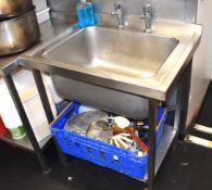 1 x Stainless Steel Sink Wash Unit With Taps and Undershelf - Size: H88 x W80 x D60 cms