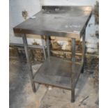 1 x Stainless Steel Prep Table With Undershelf - Size: H90 x W66 x D69 cms