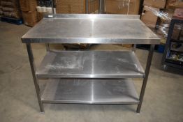 1 x Stainless Steel Prep Table With Undershelves - Dimensions: H93 x W120 x D70 cms - CL011 - Ref: