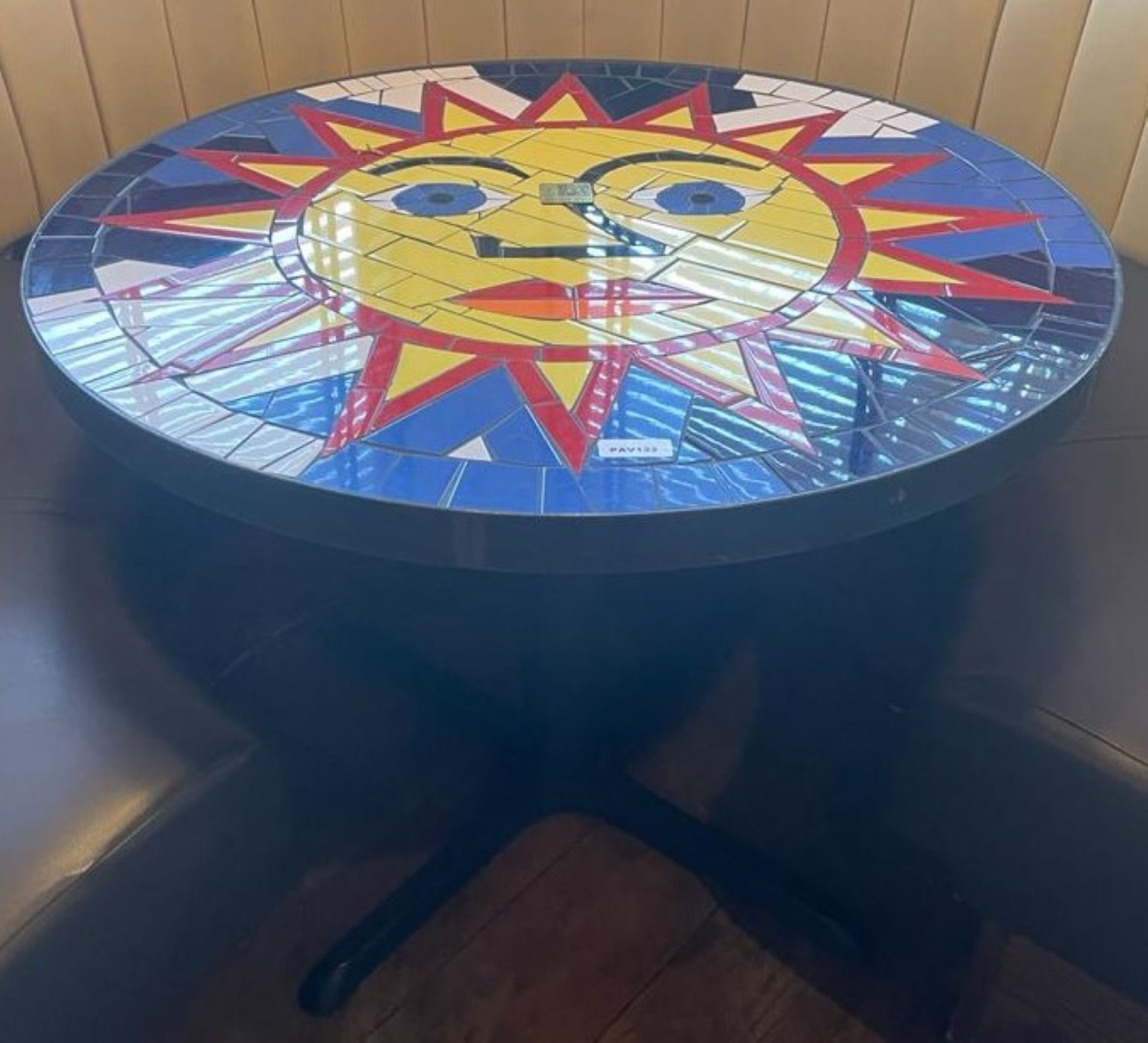 1 x Bespoke Psychedelic Sun Mosaic Dining Table With Cast Iron Base - Ref: PAV122 - Height 74 x - Image 2 of 4