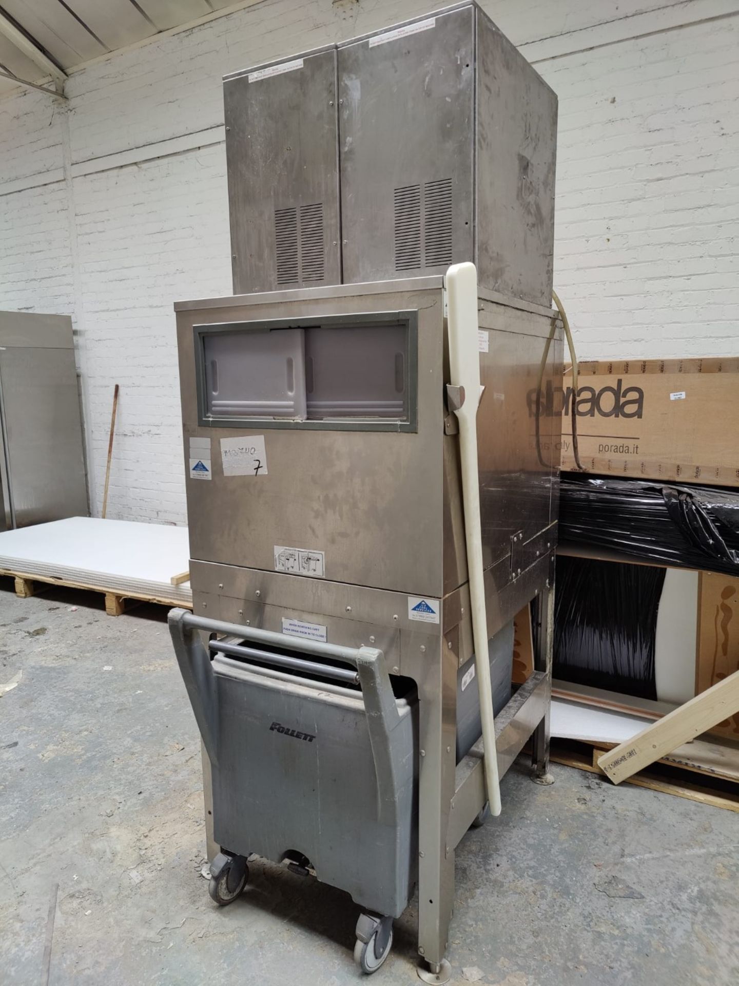 1 x Commercial Ice Machine With Two Ice Heads and Storage Bin and Transport Trolley - Image 9 of 9