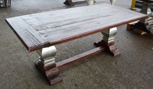1 x Commercial 2-Metre Rustic Timber Banquet Dining Table