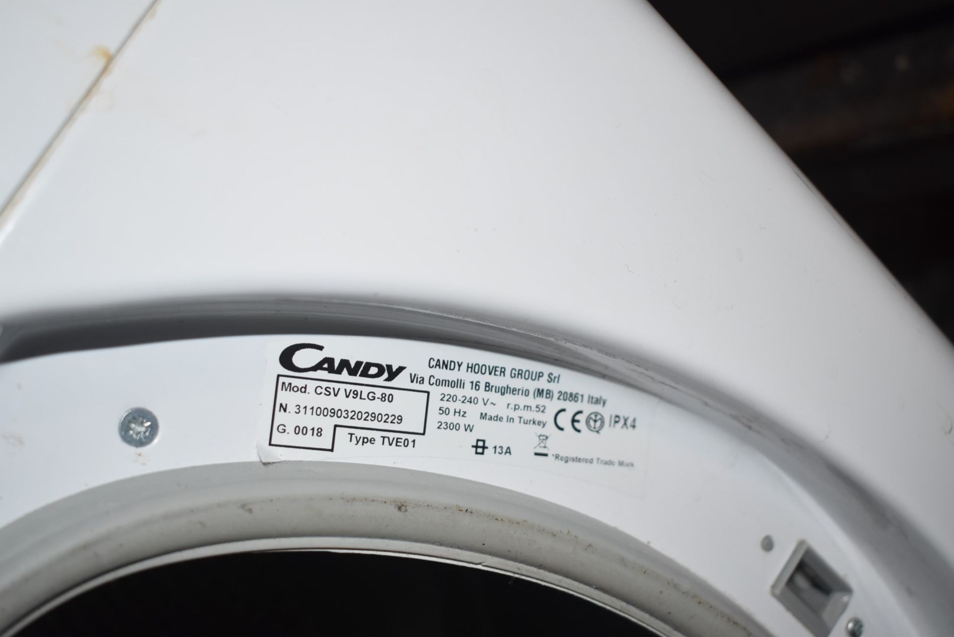 1 x Candy 9kg Domestic Dryer - Model CSV V9LG-80 - Image 3 of 4