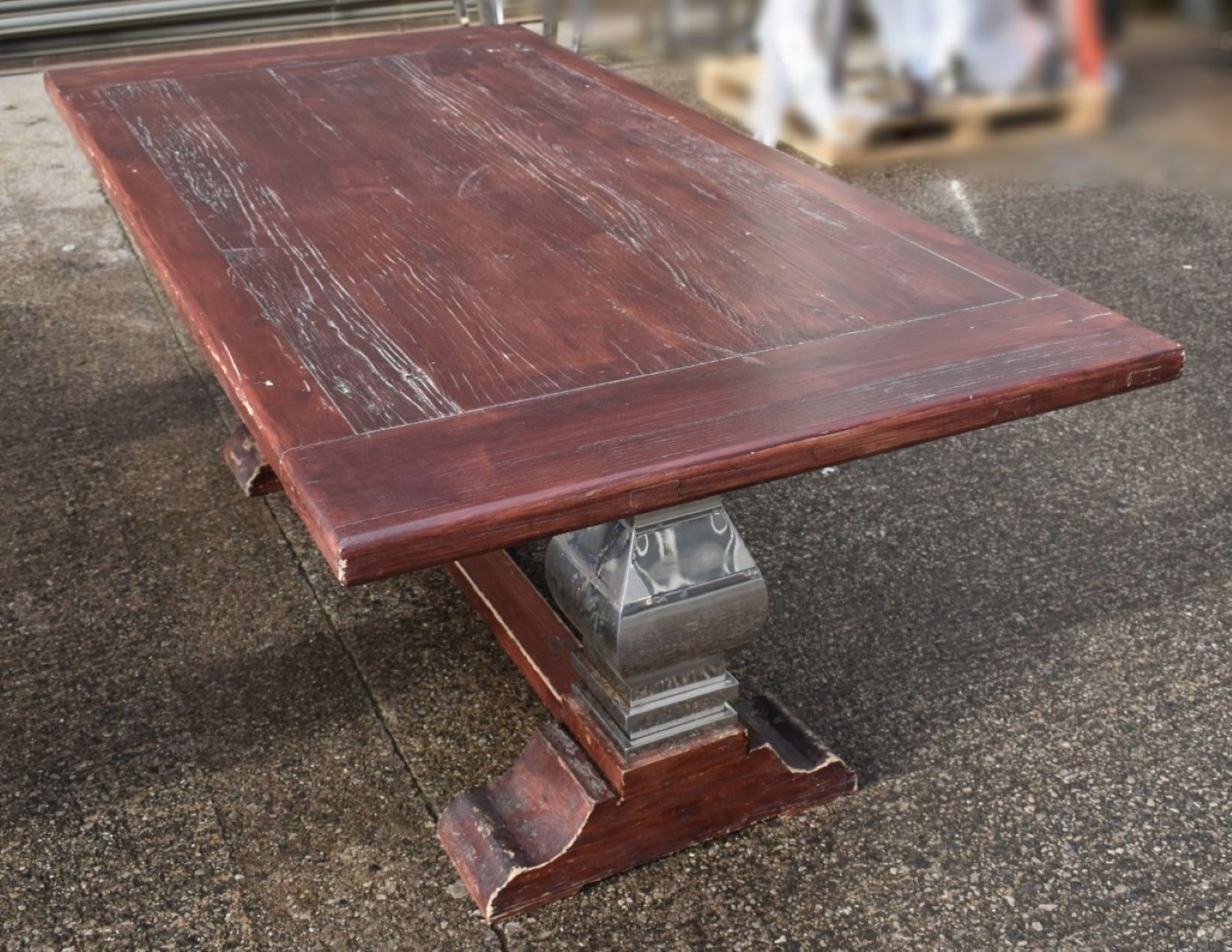 1 x Commercial 2-Metre Rustic Timber Banquet Dining Table - Image 3 of 9