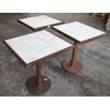 3 x Marble Topped Bistro Tables With Sturdy Metal Frames