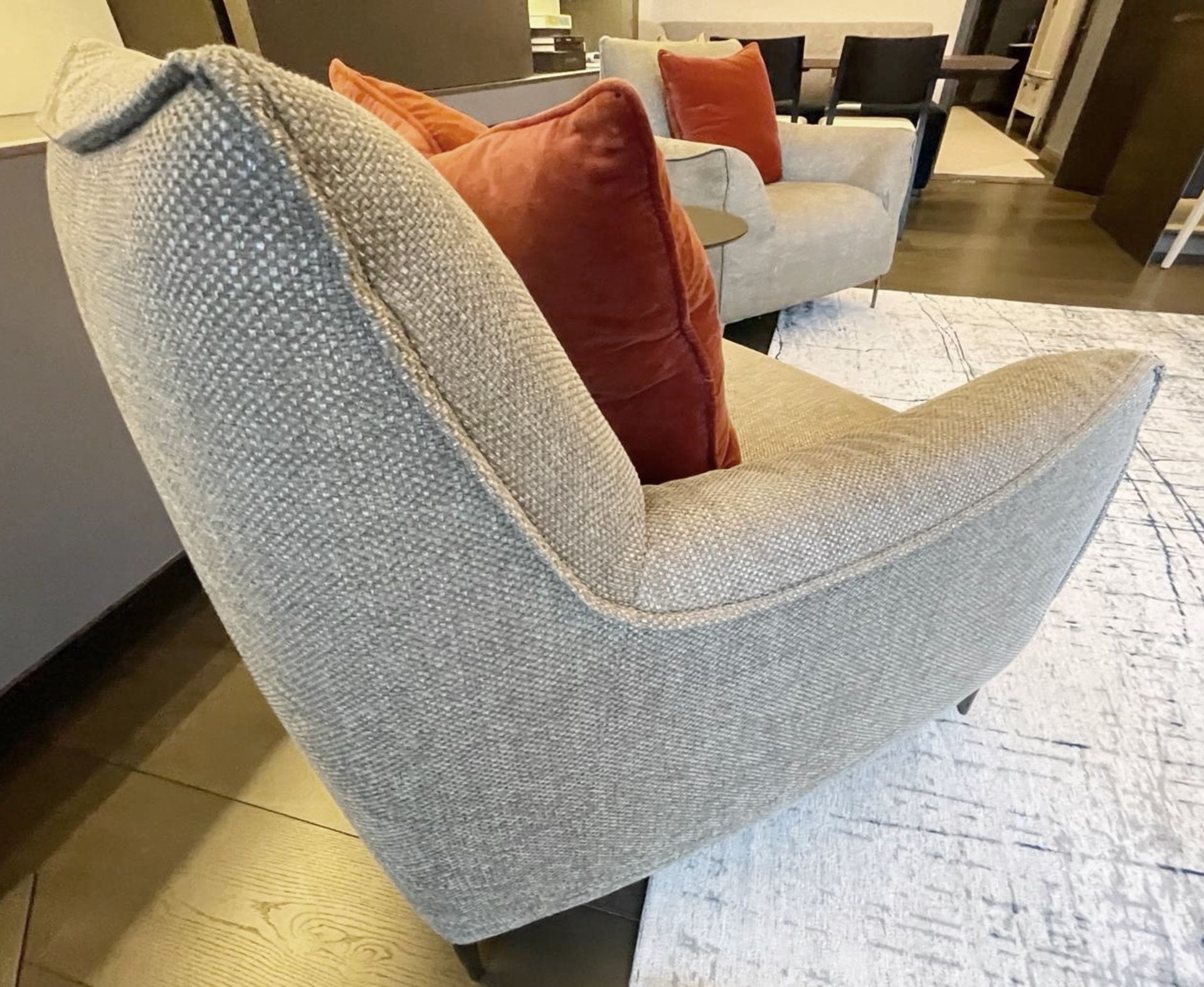 Pair of NATUZZI Luxury Armchairs Generously Upholstered in a Premium Woven Beige Fabric - Image 4 of 10