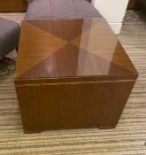 1 x Solid Wood Glass-topped Cube Coffee Table With Marquetry Detail On Top - Recently Procured
