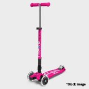 1 x MICRO SCOOTERS Maxi Micro Deluxe Foldable Led Scooter - Shocking Pink - Boxed - RRP £149.00