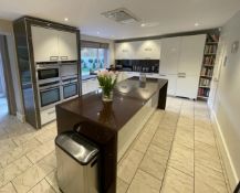 1 x ALNO Bespoke Fitted White Kitchen with Central Island, Neff & Miele Appliances, Quartz Surfaces