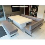 1 x KOINOR Premium Leather Upholstered Corner Dining Sofa and Bench, with Chromed Bases - German