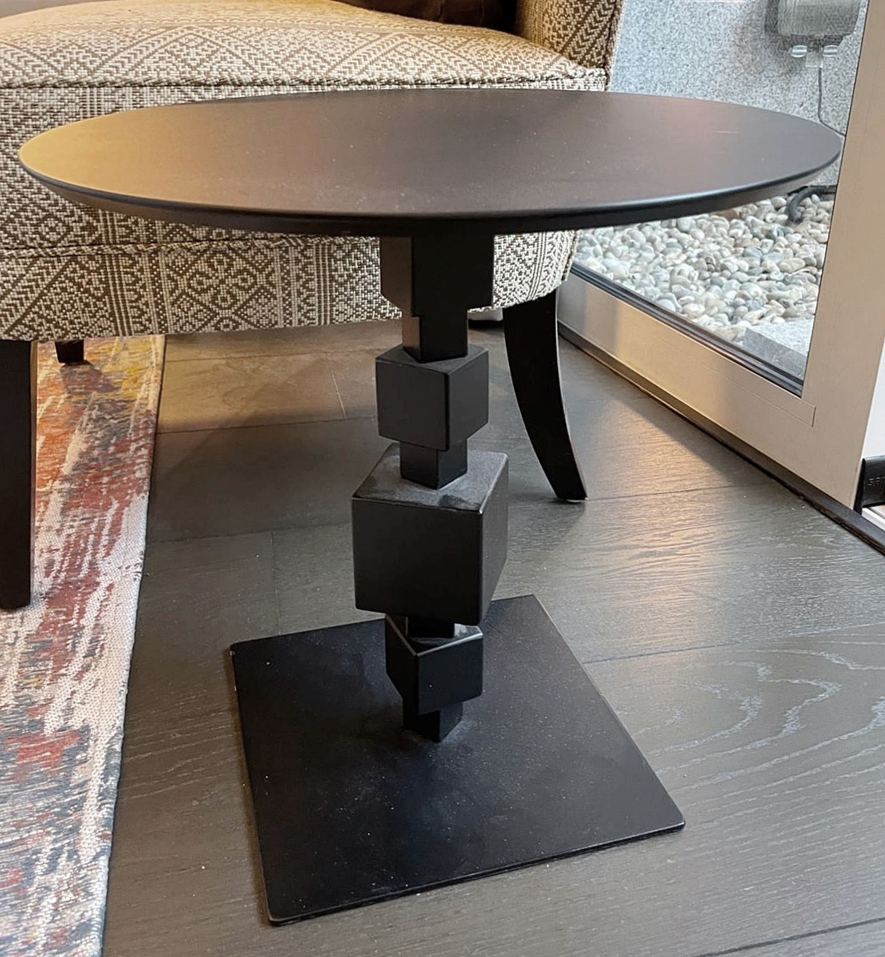 1 x NOLITA Occasional Side Table with a Cubed Metal Base, Bronzed Finish and Industrial - Image 4 of 5