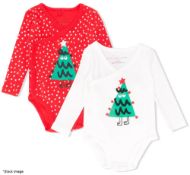 2 x STELLA MCCARTNEY Babies Christmas Tree-print Bodies In Pale Cream/Red - 6 Months