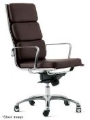 1 x LUXY Leather Upholstered Soft Pad Office Swivel Chair, Dark Brown - RRP £1,600