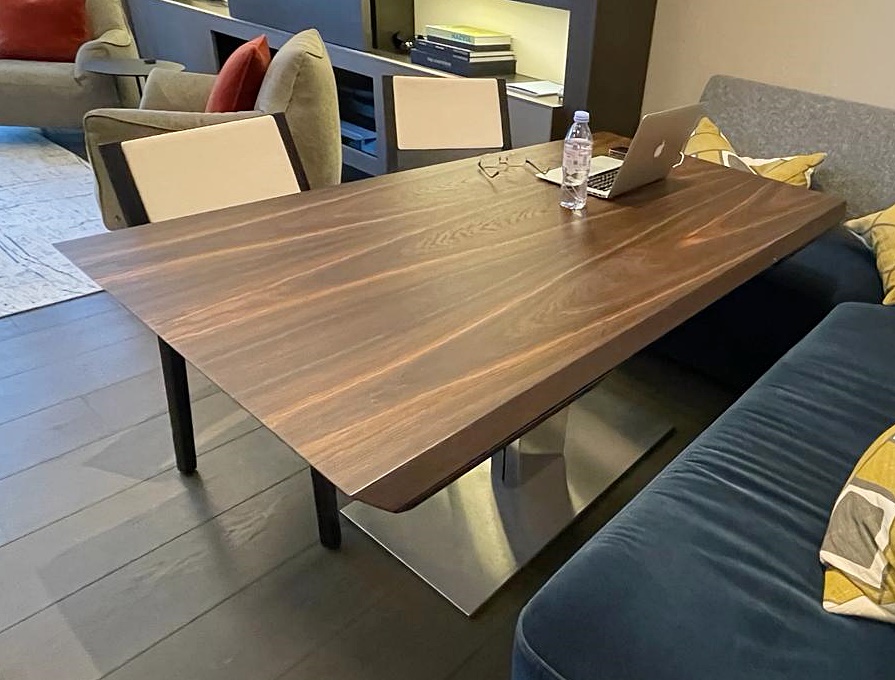1 x Designer Extending 2.4-Metre Wooden Topped Dining Table with a ...