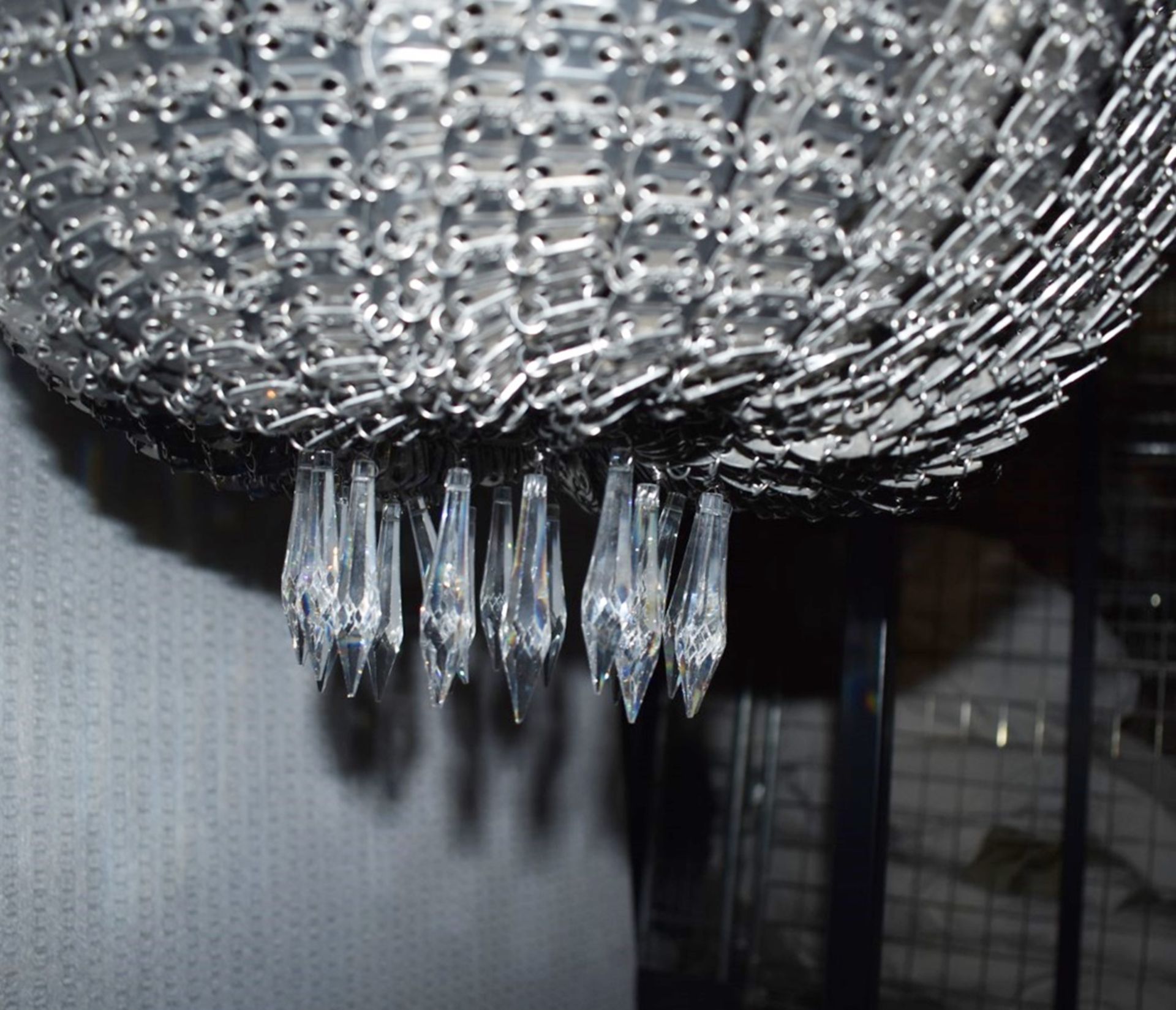 1 x Opulent Chainmail Chandelier with Crystal Glass Droplets - Procured From An Exclusive Property - Image 3 of 8