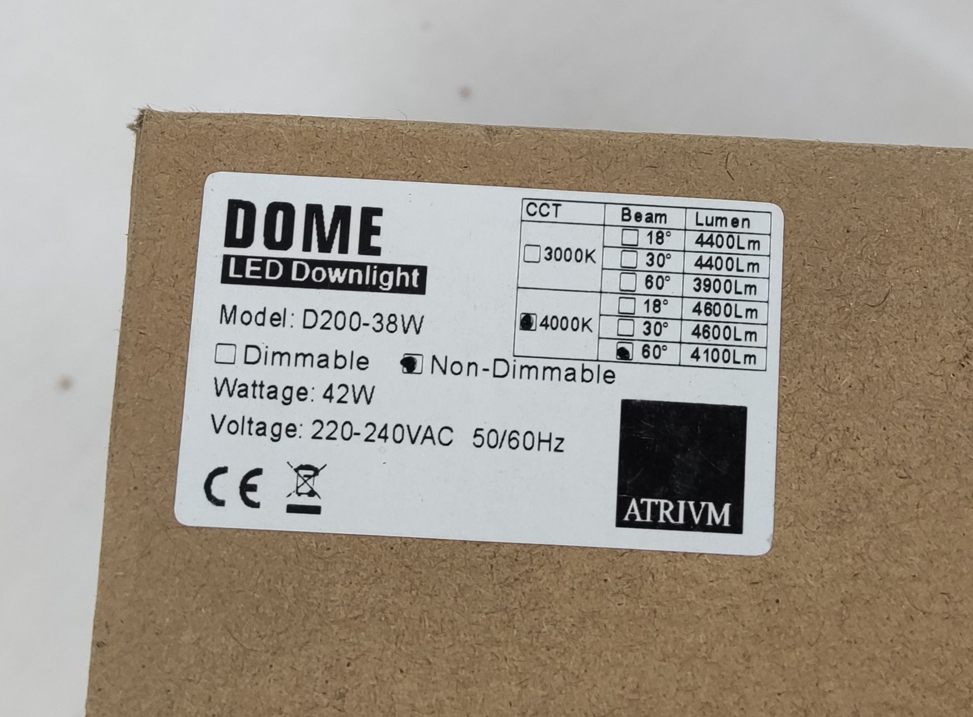 1 x ATRIUM Dome Led Downlight D200-38W Non-Dimmable 4000K 60Deg 4100Lm 42W 220-240V - Diameter 21. - Image 5 of 7