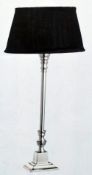 1 x Searchlight Large Table Lamp With Chrome Finish and Black Pleated Shade - Type: 8174CC - New