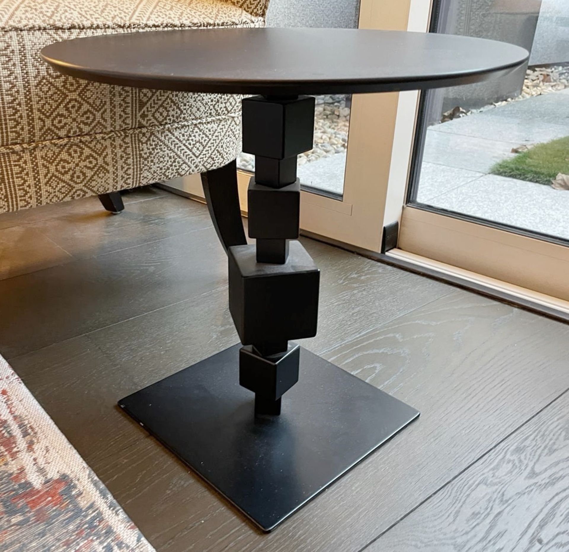 1 x NOLITA Occasional Side Table with a Cubed Metal Base, Bronzed Finish and Industrial - Image 3 of 5