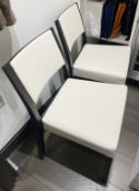 4 x MONBEL Designer Dining Chairs With Dark Wood Frame And Cream Fabric Upholstery