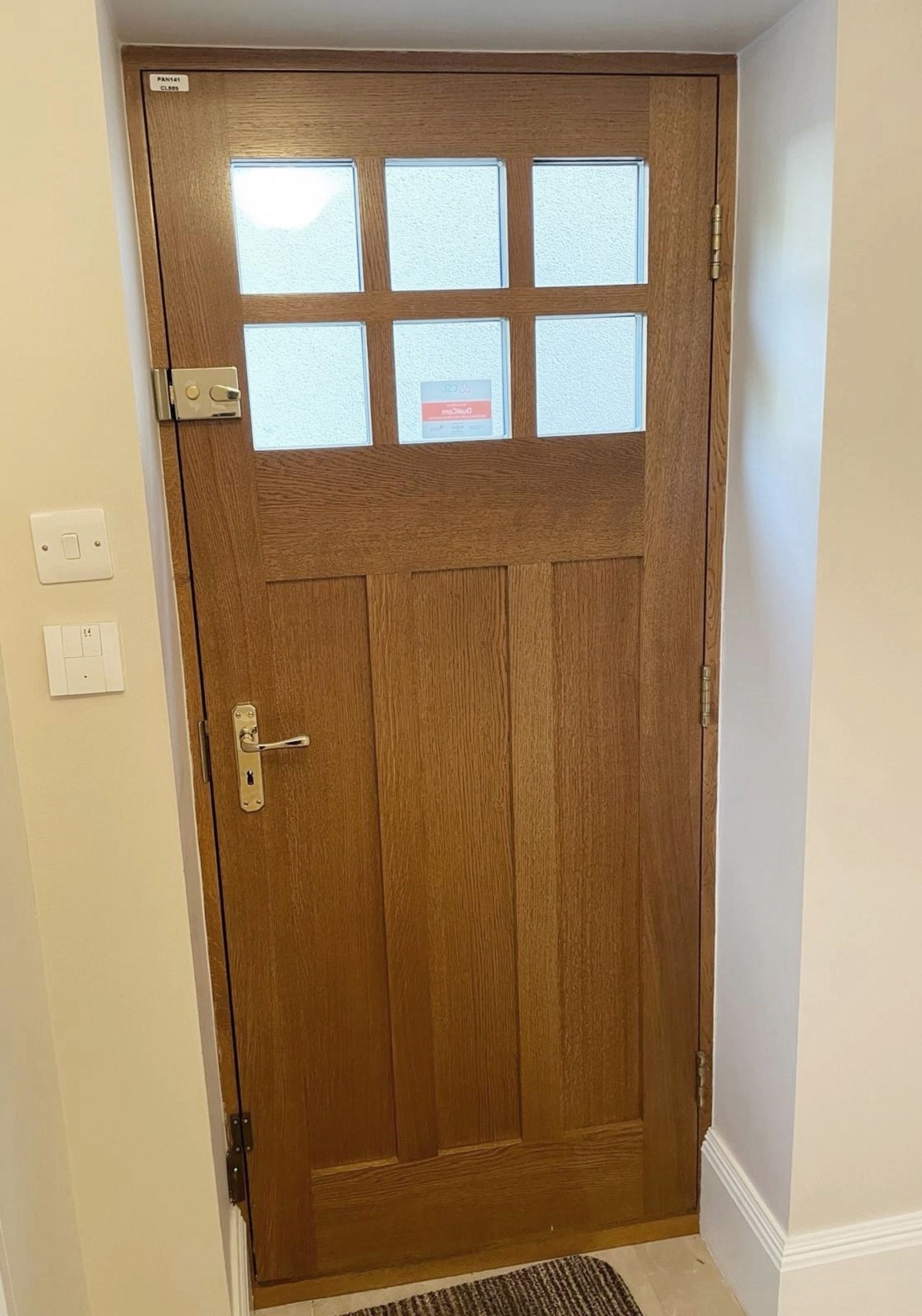 1 x Solid Wood Lockable Glazed External Side Door - Includes Hinges & Handles - Ref: PAN141 - NO VAT - Image 2 of 17