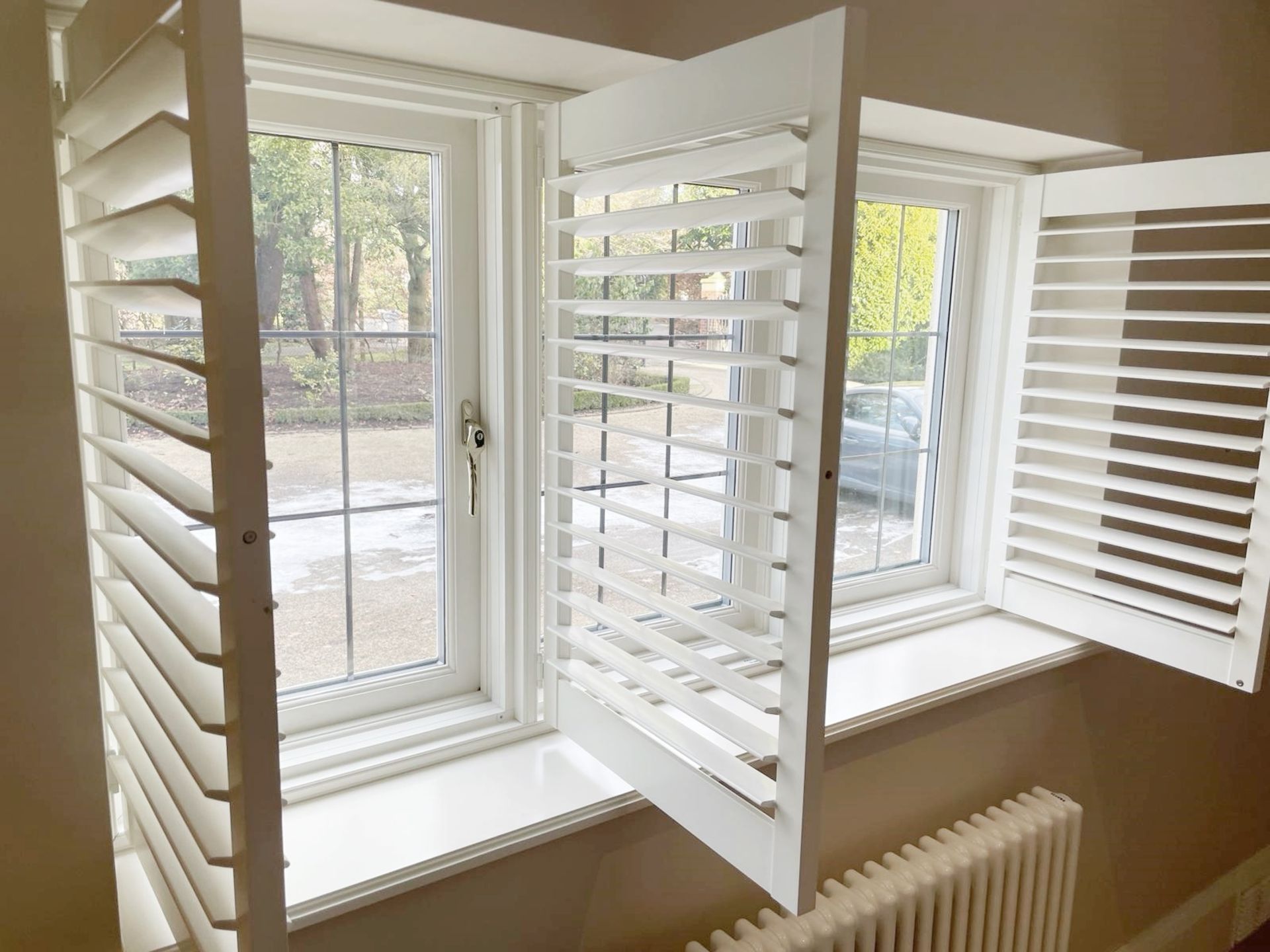 1 x Hardwood Timber Double Glazed Leaded 3-Pane Window Frame fitted with Shutter Blinds - Image 11 of 15