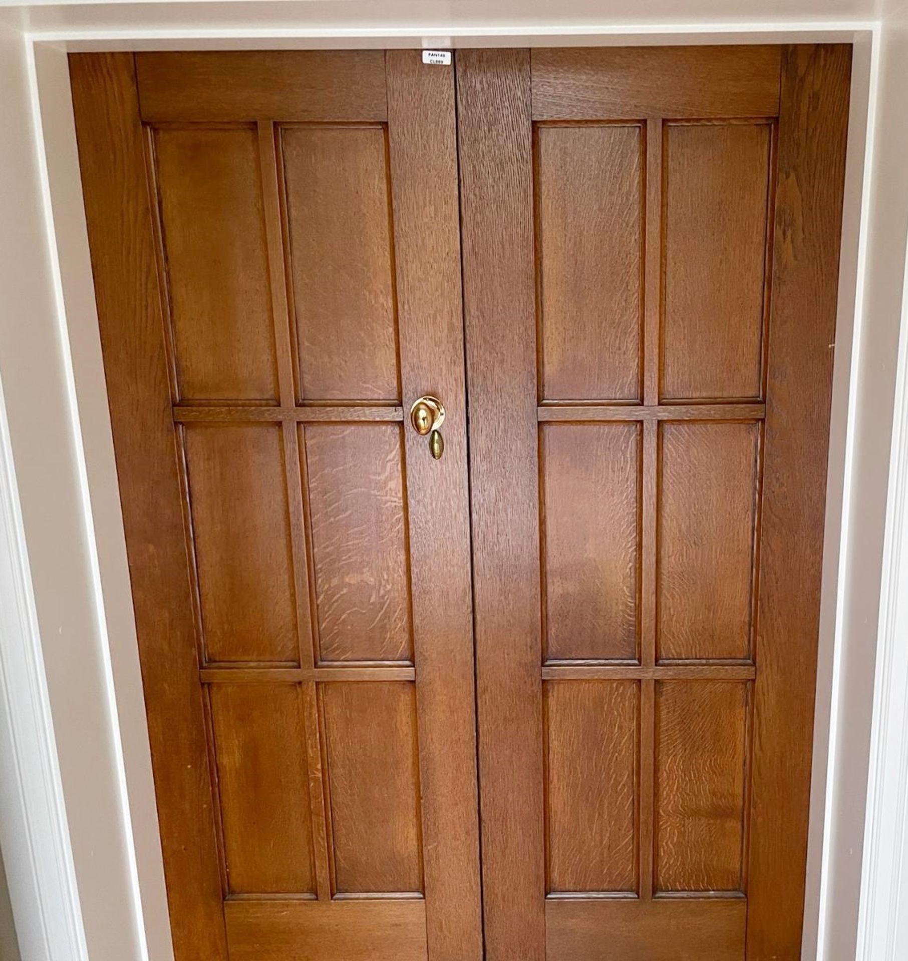 1 x Set of Solid Wood Stately Lockable Internal Double Doors - Ref: PAN149 / M-HALL - CL896 - NO VAT