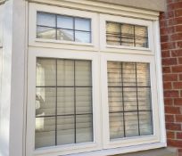 1 x Hardwood Timber Double Glazed Window Frames fitted with Shutter Blinds, In White