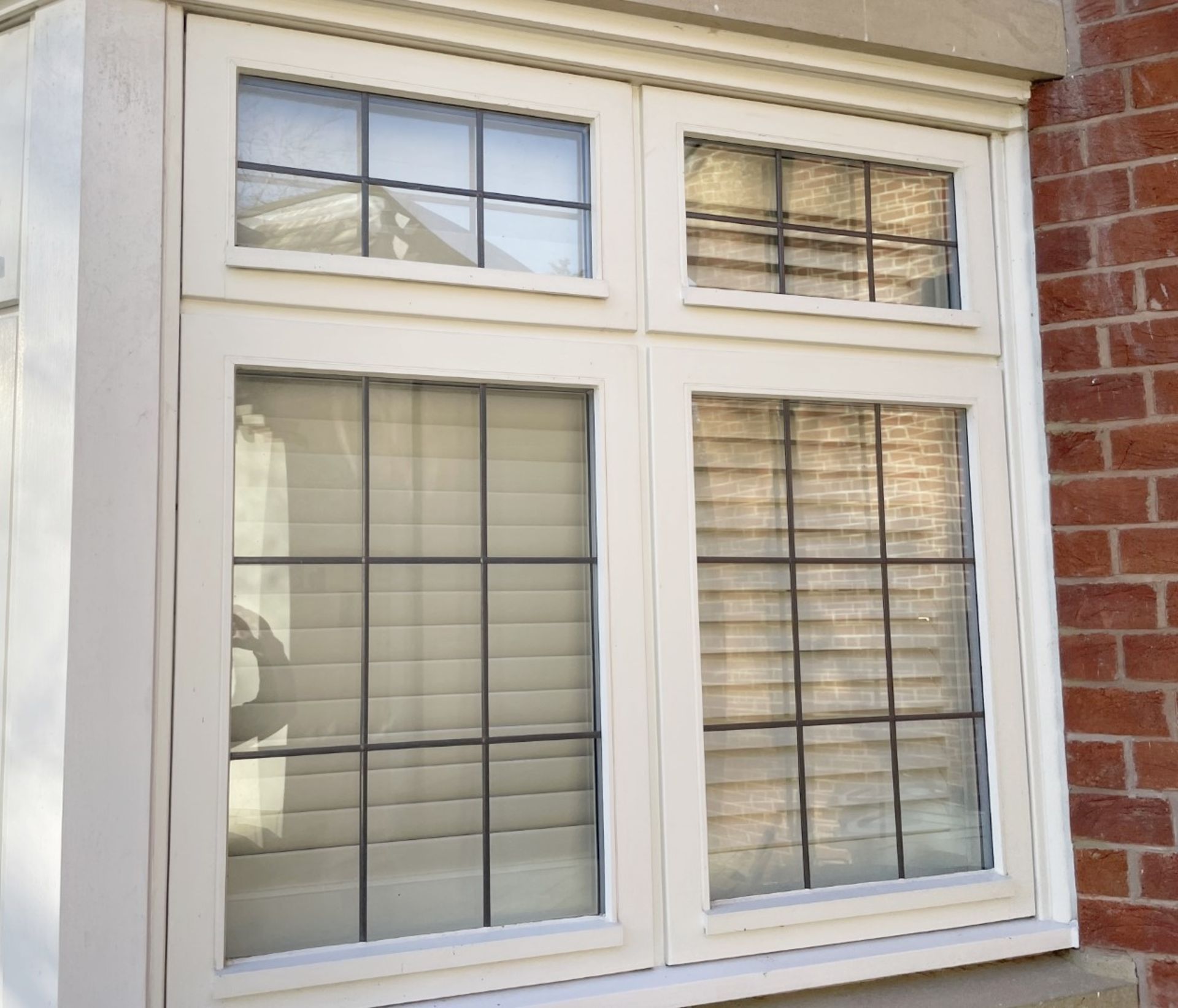 1 x Hardwood Timber Double Glazed Window Frames fitted with Shutter Blinds, In White