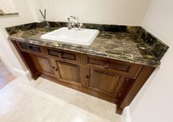 1 x Luxurious Bespoke Solid Oak Marble-topped Bathroom Vanity Unit with Sink