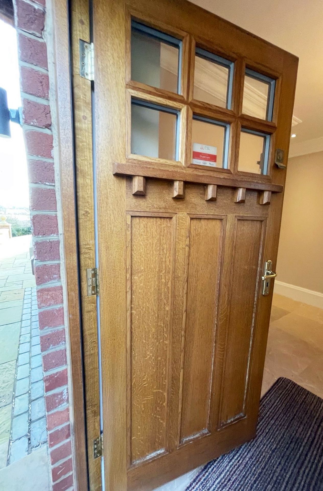 1 x Solid Wood Lockable Glazed External Side Door - Includes Hinges & Handles - Ref: PAN141 - NO VAT - Image 13 of 17