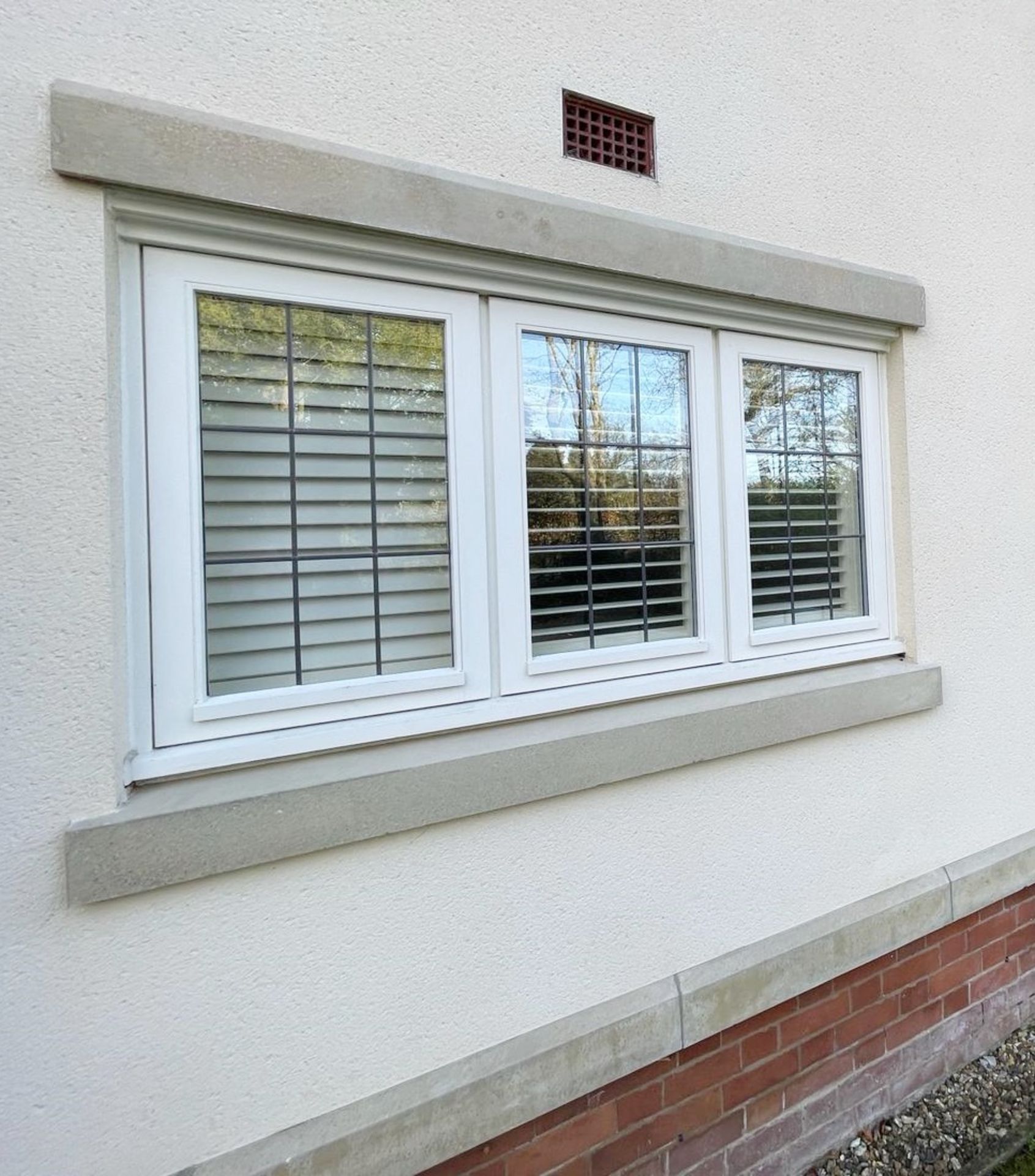 1 x Hardwood Timber Double Glazed Leaded 3-Pane Window Frame fitted with Shutter Blinds