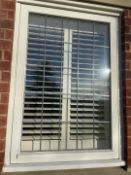 1 x Hardwood Timber Double Glazed Window Frames fitted with Shutter Blinds, In White - Ref: PAN108