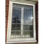 1 x Hardwood Timber Double Glazed Window Frames fitted with Shutter Blinds, In White - Ref: PAN108