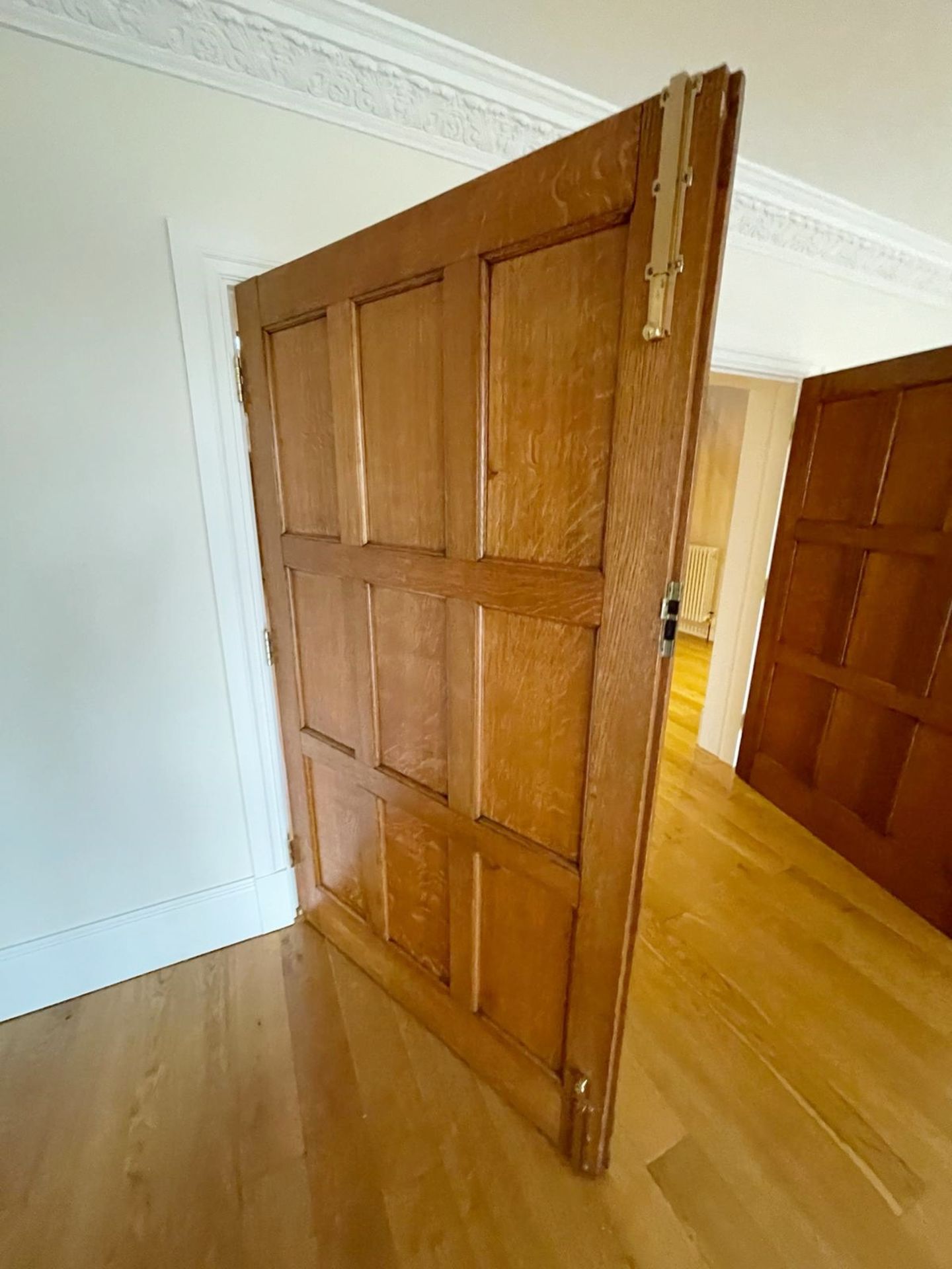 1 x Set of Solid Wood Stately Lockable Internal Double Doors - Ref: PAN149 / M-HALL - CL896 - NO VAT - Image 9 of 11