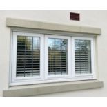 1 x Hardwood Timber Double Glazed Leaded 3-Pane Window Frame fitted with Shutter Blinds