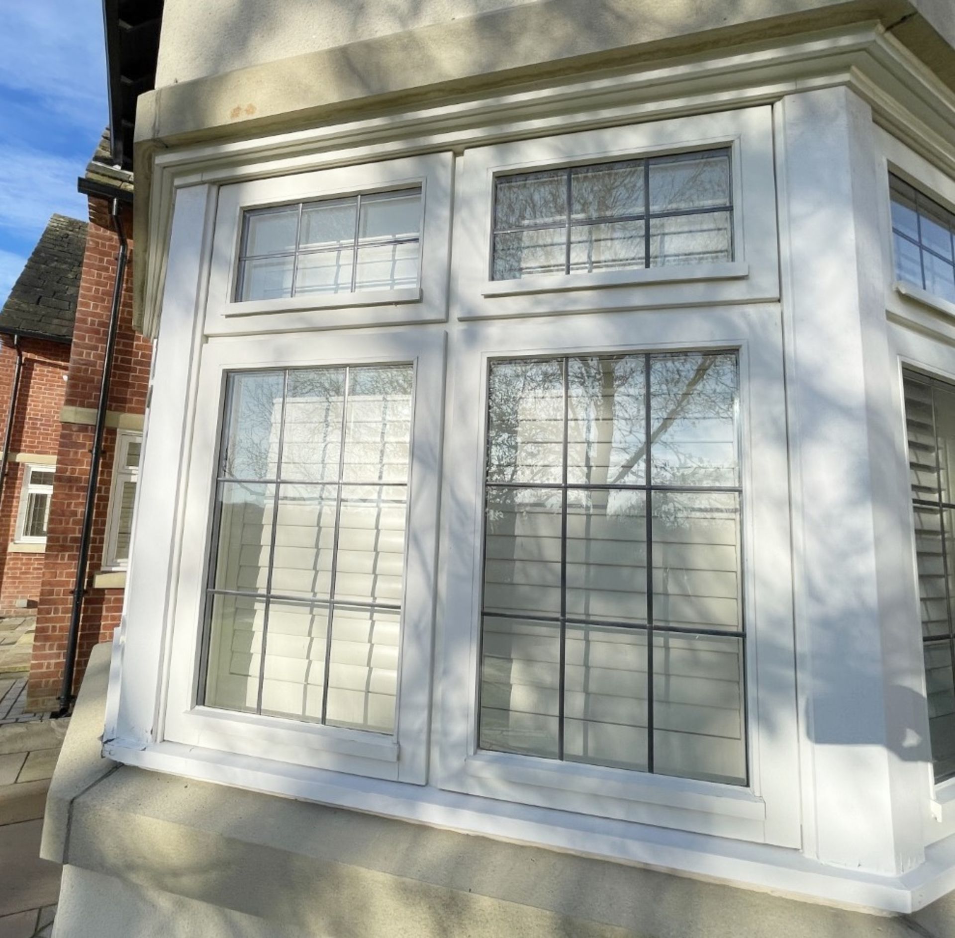 1 x Hardwood Timber Double Glazed Window Frames fitted with Shutter Blinds, In White - Ref: PAN101