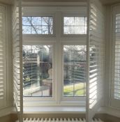 1 x Hardwood Timber Double Glazed Window Frames fitted with Shutter Blinds, In White - Ref: PAN102