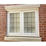1 x Hardwood Timber Double Glazed Leaded 2-Panel Window Frame fitted with Shutter Blinds - NO VAT