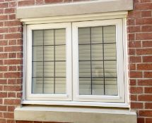 1 x Hardwood Timber Double Glazed Leaded 2-Panel Window Frame fitted with Shutter Blinds - NO VAT