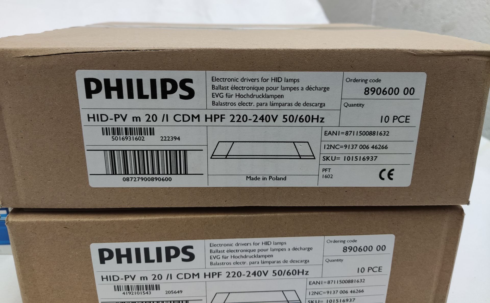 10 x PHILIPS Electronic Drivers For Hid Lamps - Hid-Pv M 20/I Cdm Hpf 220-240V 50/60Hz - Remote - Image 2 of 2