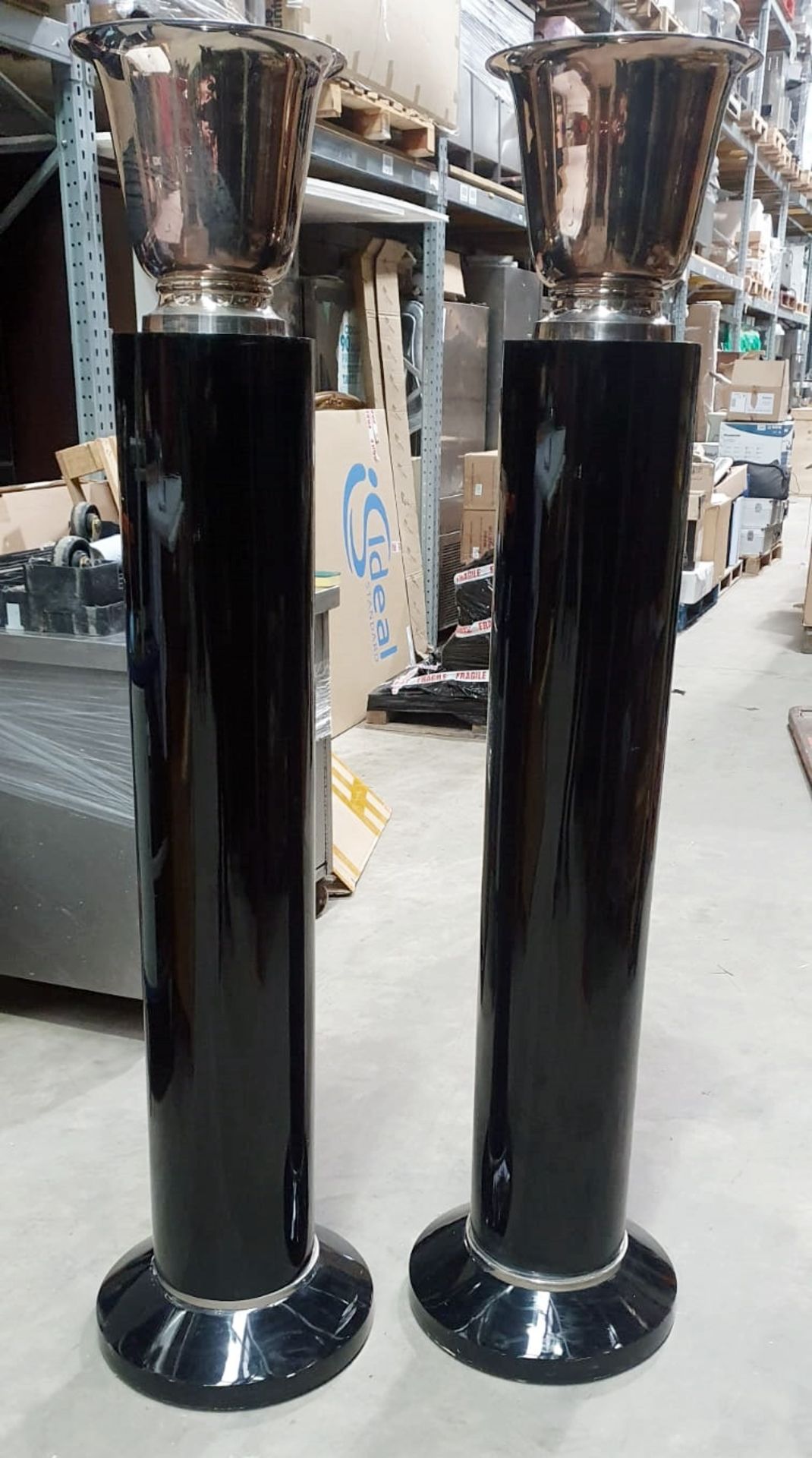 A Pair 1.6-Metre Tall Floorstanding Lamps On Columns - Ref: CNT458+459/WH2