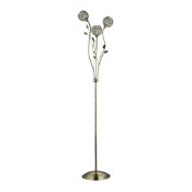 1 x Searchlight Bellis II Floor Lamps - Antique Brass With Clear Glass Shades - Height 166 cms