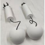 2 x MODULAR LIGHTING INSTRUMENTS Bolster Pendants In White - Adjustable Height From Around 19Cm-53cm