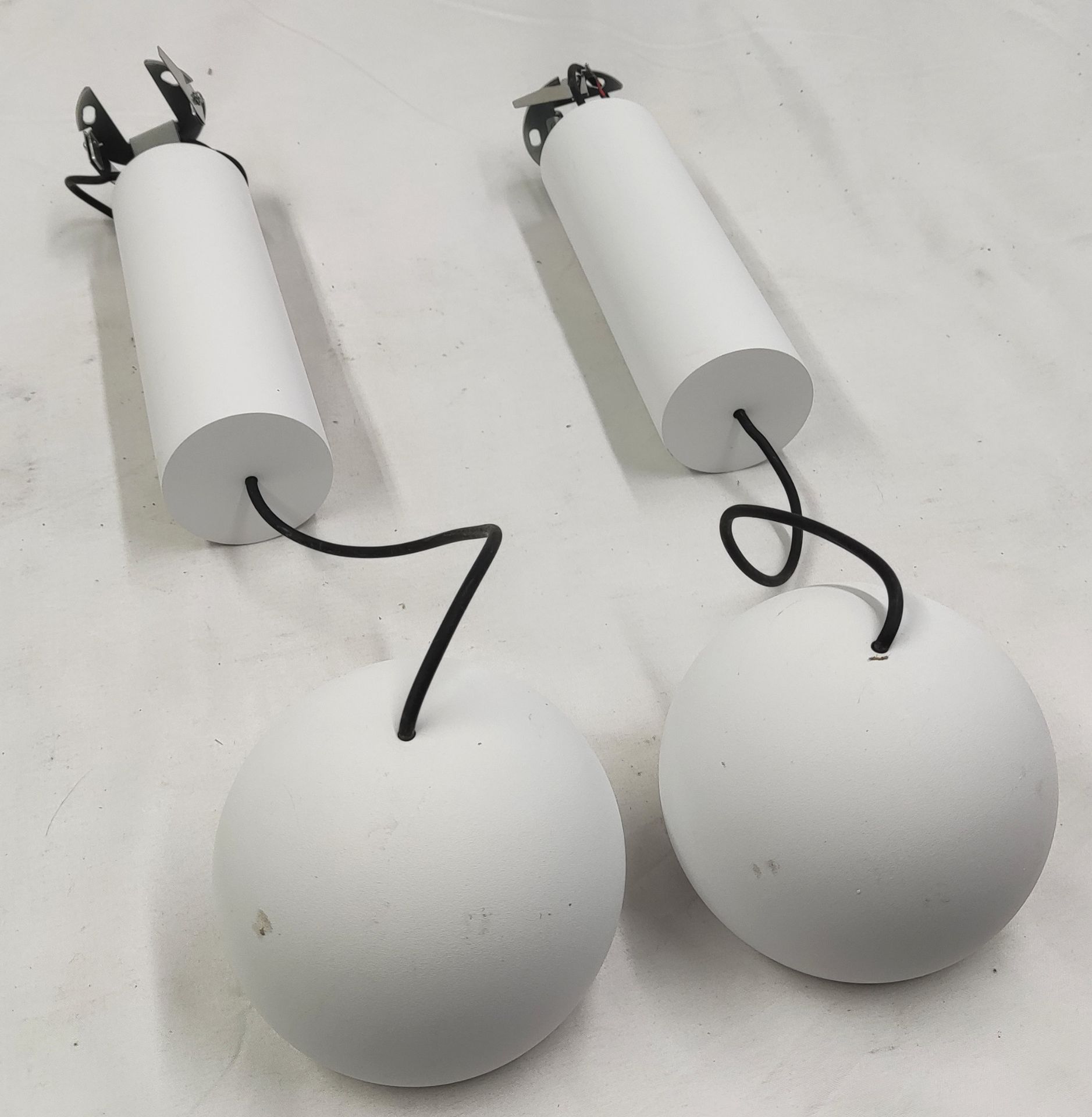 2 x MODULAR LIGHTING INSTRUMENTS Bolster Pendants In White - Adjustable Height From Around 19Cm-53cm